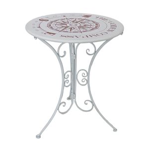 Garden Pleasure Tisch BAYO rund Ø60cm Metall mit Vintage Kompass-Motiv - Tisch im Vintage-Stil