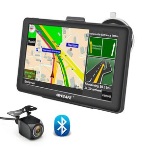 Awesafe 7palcová satelitní navigace Zadní kamera GPS Dotyková obrazovka Bluetooth Sluneční clona Asistent pro jízdu v pruzích 48 Mapa země