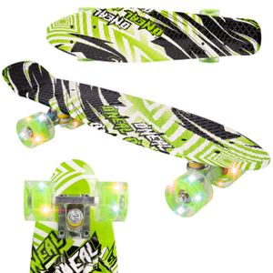 Malplay Mini Skateboard mit Leuchtende RGB LED-Räder | 22" Cruiser Board für Kinder und Jugendliche | Kinderskateboards | Gute Wahl für Anfänger | ab 6 Jahre | 56cm | Grün