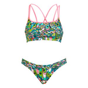 Funkita Damen Bikini Set Criss Cross Sports Top Sportbikini Feather Fairy, Größe:34