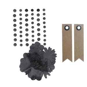 Perlen & Klebstoff Papierblumen - Schwarz + 20 Wimpel Kraft Etiketten