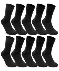 10 Paar Socken 100% Baumwolle Damen & Herren Socken ohne Gummidruck und ohne Naht - Schwarz 39-42