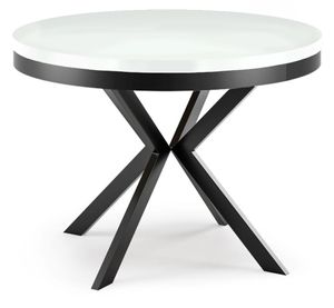 Runder Ausziehbarer Esstisch - Loft Style Tisch mit Metallbeinen - 120 bis 200 cm - Industrieller Quadratischer Tisch für Wohnzimmer - Kompakt - 120 cm - Weiß