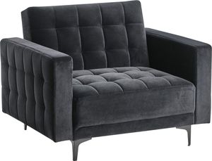 BELIANI Sessel Schwarz Samt Gesteppt mit Metallbeinen Schlaffunktion Verstellbare Rückenlehne Modern Glamourös Wohnzimmer Ausstattung Möbel Sitzmöbel