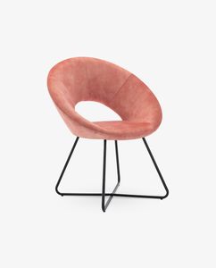 Konferenzstuhl Sessel Lounge Sessel Esszimmerstuhl Samt Vintage Design, Farbe:Rosa, Material:Samt Vintage