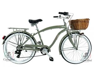 Dolce Vita by Canellini bicykel Cruiser muž hliník s košíkom - Olivovo Zelená