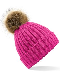 Čepice Beechfield Faux Fur Pop Pom Chunky Beanie