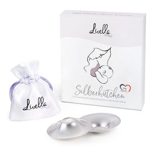 Livella Silberhütchen - Schützt und beruhigt bei wunden und empfindlichen Brustwarzen - Medizinprodukt  Germany - Stillhütchen 2 Stück - massiv