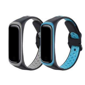 kwmobile 2x Sportarmband kompatibel mit Samsung Galaxy Fit 2 Armband - Fitnesstracker Band Set aus TPU Silikon in Schwarz Grau Schwarz Blau