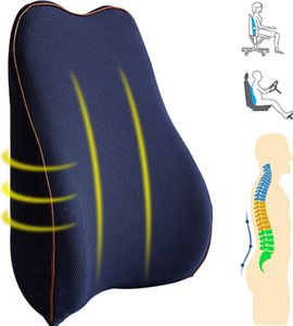 Rückenstützkissen Rückenkissen Ergonomisches Lendenkissen für Bürostuhl Gedächtnis Schaum Stützkissen Rücken Kissen Navy blau