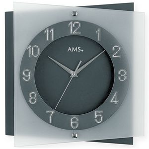 AMS Quarz-Wanduhr, Quarzwerk mit schleichender Sekunde, 31x31x6cm, 9323