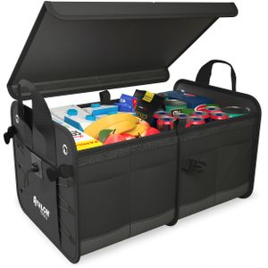 ATHLON TOOLS Premium Kofferraumtasche mit Deckel, 60 Liter XXL Kofferraum-Organizer, Extra stabile & wasserfeste Böden, mit Antirutsch-Klett