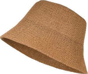 styleBREAKER Damen Fischerhut aus luftig gewebtem Papierstroh, Faltbarer Knautschhut, Sonnenhut, Bucket Hat 04025032, Farbe:Braun