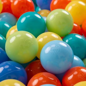 KiddyMoon Kids 700 ∅ 7cm míčků Hrací míčky pro míčovou koupel Dětské plastové míčky vyrobené v EU, Světle Zelená/Oranžová/Tyrkysová/Modrá/Baby Modrá/Žlutá