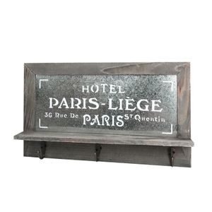 Nostalgisches Holz Schlüsselbrett PARIS - Garderobe mit 3 Haken - Brett mit Ablage - Schlüsselablage bzw. Handy-Ablage - Hakenleiste