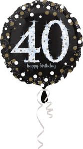 Amscan 3213001 - Standardní fóliový balónek Happy Birthday 40, průměr cca 43 cm, heliový balónek, narozeniny