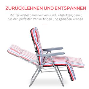 Outsunny 2er-Set Liegestuhl Set mit Kissen klappbar Sonnenliege 5 Stufen verstellbarer Rückenlehne Gartenliege Gartenmöbel Set Stahl Polyester Rot 60 x 75 x 65-102 cm