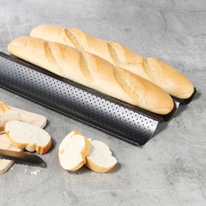 Baguetteblech für 3 Brote - Ideal für Knoblauch-/Kräuterbaguett - 38cm - Kohlenstoffstahl