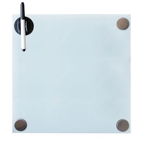 Mucola Whiteboard Magnetic Skleněná magnetická tabule se 3 magnety a perem Magnetická tabule Magnetická tabule Magnetická tabule - 45x45cm Bílá