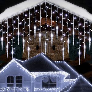 Eisregen Eiszapfen Lichterkette Außen Innen 3.5m, Lichterkette Vorhang 8 Modi Memory Funktion, 96 LEDs Weihnachtsbeleuchtung Weihnachtsdeko Balkon Fenster, Kaltweiß