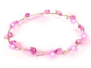 LED Blumenkranz  Haarschmuck   Kranz Haarband Damen  Kopfschmuck für Hochzeit, rosa