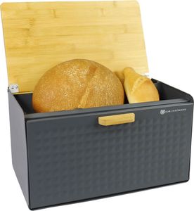 Brotkasten Brotbehälter VINTO Brotbox Brot Aufbewahrung Box Kiste Stahl Grau