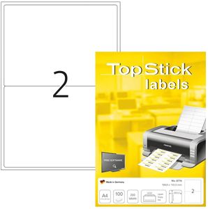 TOP STICK Universal-Etiketten 199,6 x 143,5 mm weiß 200 Etiketten auf 100 Blatt