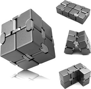 Fidget Cube Neue Version Fidget Fingerspielzeug - Metall Infinity Cube für Stress und Angst Relief / ADHD, Ultra Durable Sensory Geschenke.Grau