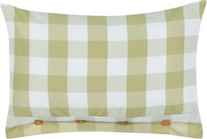BELIANI Dekokissen Hellgrün / Weiß Karomuster 40 x 60 cm Rechteckig mit Knöpfen für Wohnzimmer Schlafzimmer Sofa Sessel Bett