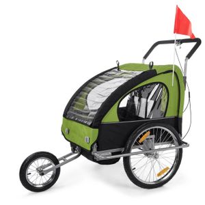 SAMAX Prívesný vozík za bicykel 2v1 Jogger - v zelenej/čiernej farbe - strieborný rám