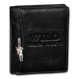 Wild Things Only Leder Geldbörse Brieftasche schwarz RFID Blocker 9x2x10 OPJ115S