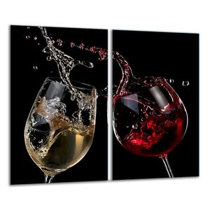 Herdabdeckplatten 2 teilig 30x52 Ceranfeld Abdeckung Glas Wein