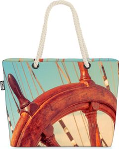 VOID Steuerrad Segelboot Yacht Strandtasche Shopper 58x38x16cm 23L XXL Einkaufstasche Tasche Reisetasche Beach Bag