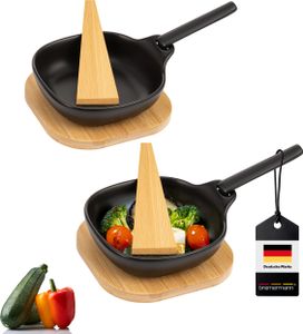 bremermann Grillpfännchen 2er inkl. Bambus-Untersetzern und Bambus-Schabern