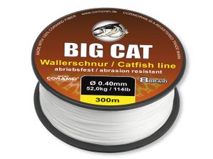 CORMORAN BIG CAT 8-BRAID CATFISH LINE, 300m, 0,4mm, 52kg / 114,64lbs, weiß, Micro Coramid® Wallerschnur, 78-03041