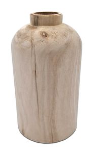 Design Holz Blumen Vase natur - klein / 21 cm - Holzvase Flasche naturbelassen