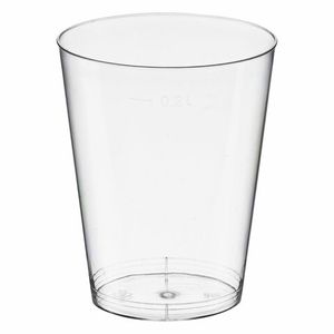 50x Einweg-Trinkglas 200ml PS mit Eichstrich transparent glasklar