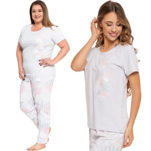 Moraj dámské pyžamo s krátkým rukávem + pyžamové kalhoty bavlna 5200-005, barva: šedá, velikost: 3XL