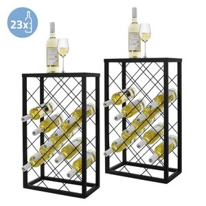 ML-Design Weinregal für 23 Flaschen - 2er Set, 40x22x68 cm, Schwarz, aus Metall, Kreuzdraht-Design, Freistehendes Weinhalter, Flaschenregal Flaschenständer Weinständer Weinschrank Aufbewahrungsregal
