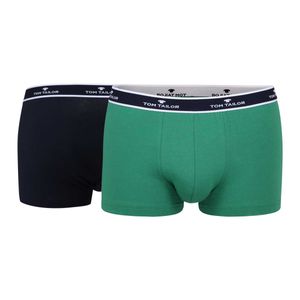 TOM TAILOR Herren Pants, 2er Pack - Short, Single Jersey, Logobund, einfarbig Grün M