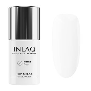 INLAQ® HEMA Free Top Milky 6ml - Gellack UV Top Coat Gel mit milchiger Farbüberlackierung 20% Deckkraft Baby Boomer - UV Gel Nagellack Farbe Weiß