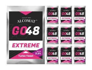 Alcomat GO 48 EXTREME Turbo Hefe |Vitaminen und Mikronährstoffen | Alkohol Brennhefe | Gärhefe Hefe | bis zu 21,8% | auf 25 Liter, 10 Stück