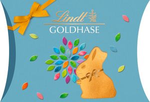 Lindt Oster Goldhase Cut Out Kissenpackung Vollmilch-Schokolade 39g