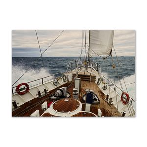 Tulup® Leinwandbild - 100x70 cm - Wandkunst - Drucke auf Leinwand - Leinwanddruck  - Fahrzeuge - Braun - Segelboot Meer
