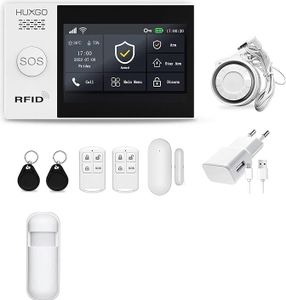 HUXGO HXA007 Funk Alarmanlage WLAN + GSM 4G LTE mit Bewegungssensor Haus Büro Wohnung Garage TUYA Smart Anwendung SMS-Benachrichtigungen Steuerung vom Telefon Sprache DEUTSCH