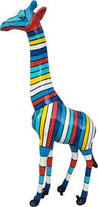 Casa Padrino Designer Deko Giraffe mit Streifen Mehrfarbig H. 205 cm - Riesige Dekofigur - Tierfigur - Gartendeko Skulptur - Gartenfigur