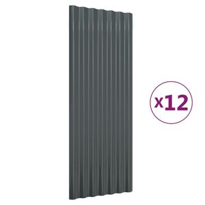 vidaXL Dachpaneele 12 Stk Pulverbeschichteter Stahl Anthrazit 100x36cm