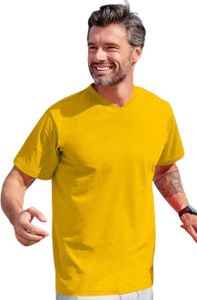 Bavlnené uni tričko s výtrihom do V, 100% bavlna, bez potlače, jednofarebné, 160g/m2, farba žltá, veľkosť 2XL