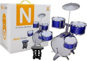 Large Percussion mit Stuhl 5 Trommeln Cymbal Blau