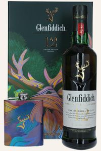 Glenfiddich 12 Jahre mit Flachmann Single Malt Scotch Whisky 0,7l, alc. 40 Vol.-%